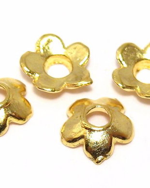 Capacel metalic, auriu, 6x2 mm - 10 bucati