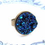 Inel reglabil bronz&druzy blue