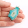Conector cu agata druzy teal in rama argintata