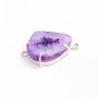 Conector cu agata & quartz druzy mov-roz pastel in rama argintata