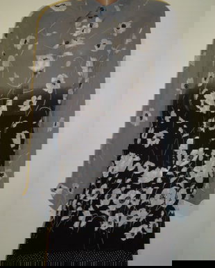 Bluza cu maci stilizati alb-negru