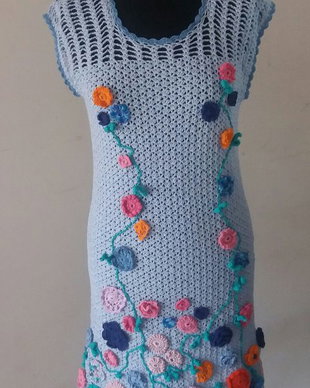 Rochie Flora bleu crosetata manual