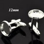 7789 - (1per) Baza butoni pt camasa, 26x14mm, platou interior 12mm, placati cu argint