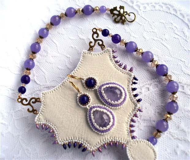 "Purple Flower" - Set colier si cercei