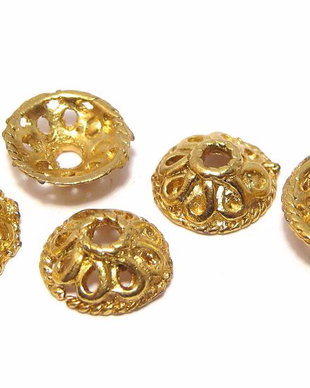 Capacel metalic, auriu antichizat, 11x4 mm