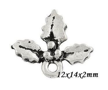 7791 - (10b) Charms, ilice, flori si frunze, simbol Craciun, aliaj metalic argintiu