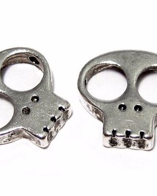 Margele din metal, craniu, argintiu antichizat, 14x15 mm