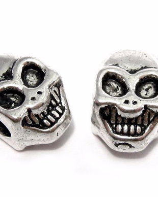 Margele din metal, craniu, argintiu antichizat, 12x8 mm