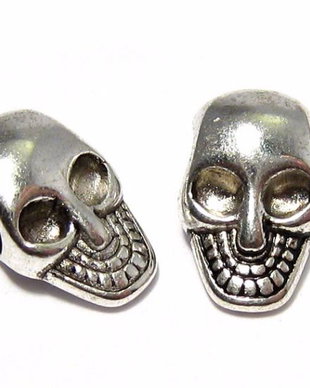 Margele din metal, craniu, argintiu antichizat, 10.5x6.5 mm