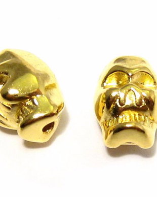 Margele din metal, craniu, aurii, 8x6 mm