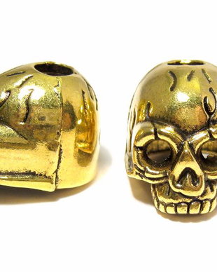 Margele din metal, craniu, auriu antichizat, 18x17 mm