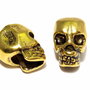 Margele din metal, craniu, auriu antichizat, 12x8 mm