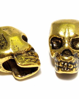 Margele din metal, craniu, auriu antichizat, 12x8 mm