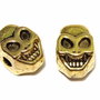 Margele din metal, craniu, auriu antichizat, 12x8 mm