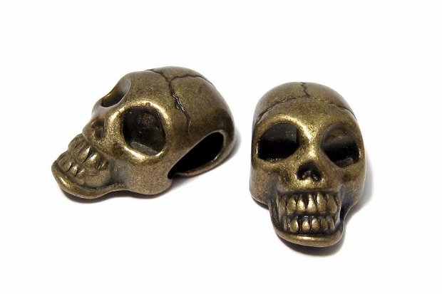 Margele din metal, craniu, bronz, 21x12 mm