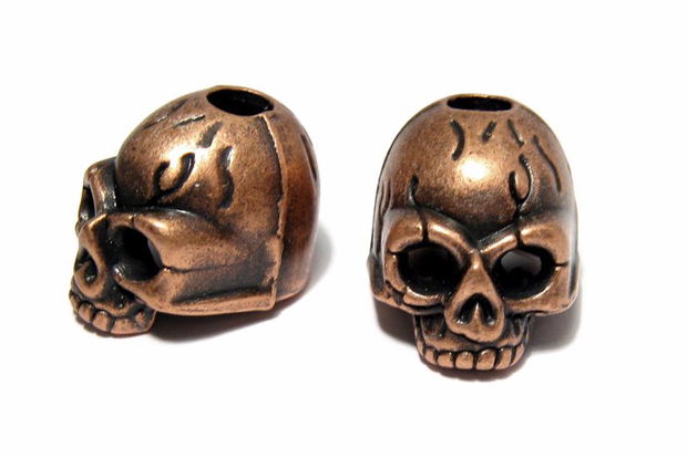 Margele din metal, craniu, cupru, 18x17 mm