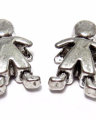 Margele din metal, omuleti, argintiu antichizat, 14x9 mm