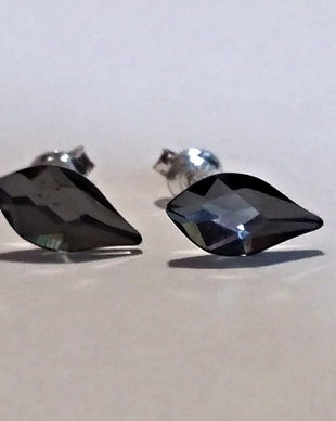 Cercei argint cu piatra Swarovski Flame 10mm Silver Night