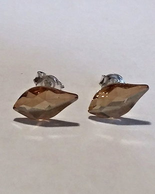 Cercei argint cu piatra Swarovski Flame 10mm Golden Shadow