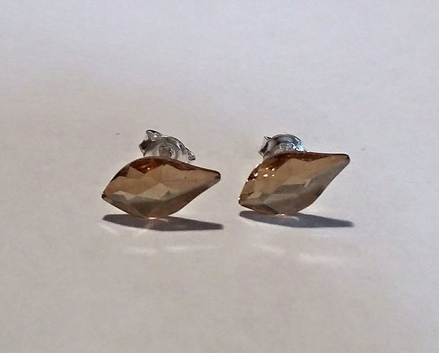 Cercei argint cu piatra Swarovski Flame 10mm Golden Shadow