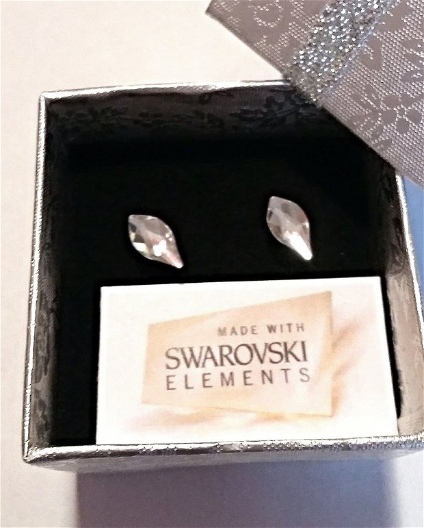 Cercei argint cu piatra Swarovski Flame 10mm Crystal