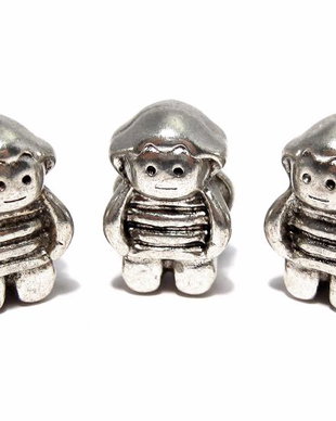 Margele din metal, omuleti, argintiu antichizat, 13x10 mm