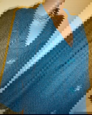 Cardigan pardesiu)lung,albastru petrol