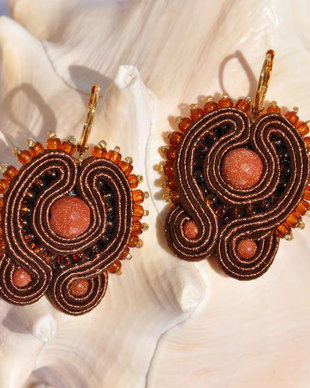 Cercei soutache piatra soarelui