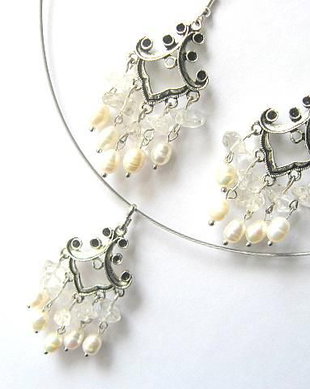 Set cristal de stanca si perle cultura 11531