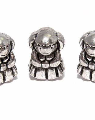 Margele din metal, omuleti, argintiu antichizat, 13x10 mm