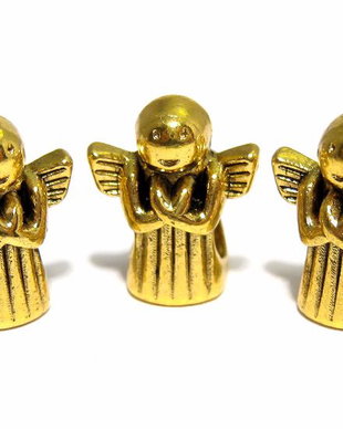 Margele din metal, ingeras, auriu, 13x11 mm