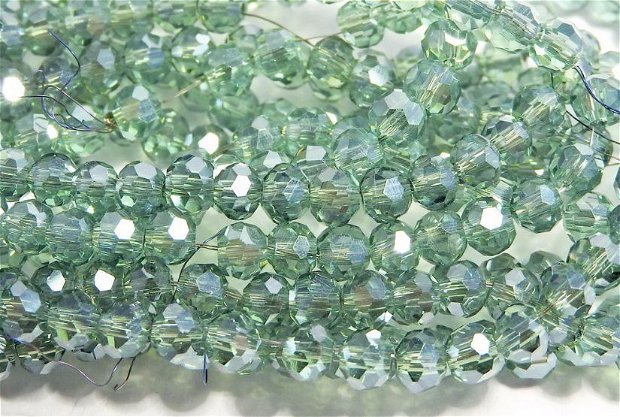 Cristale din sticla, rotunde, 3~3.5 mm, AB, verzi