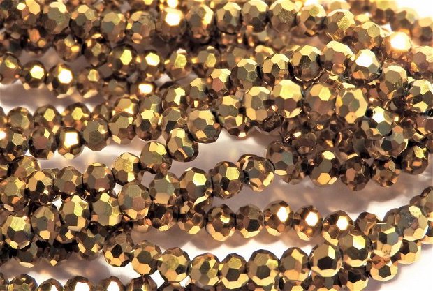 Cristale din sticla, rotunde, 3~3.5 mm, auriu