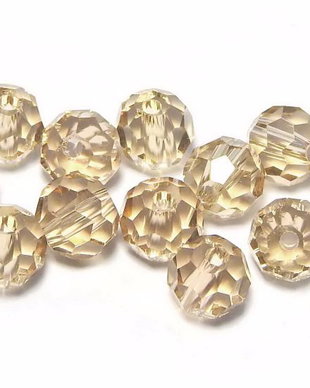 Cristale din sticla, rotunde, fatetate, 6 mm, gri