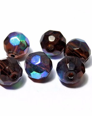 Cristale din sticla, rotunde, electro, 8 mm, maro inchis
