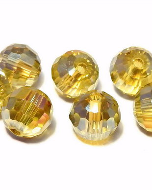 Cristale din sticla, rotunde, electro, 8 mm, galbene