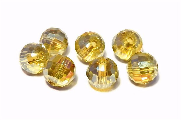 Cristale din sticla, rotunde, electro, 8 mm, galbene