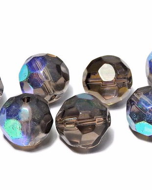 Cristale din sticla, rotunde, 10 mm, electro, gri inchis