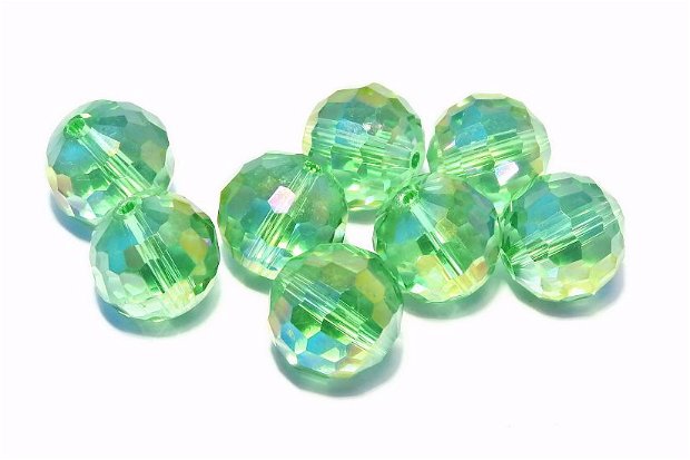 Cristale din sticla, rotunde, 10 mm, electro, verzi
