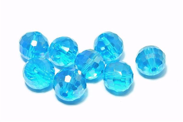 Cristale din sticla, rotunde, 10 mm, electro, turcoaz