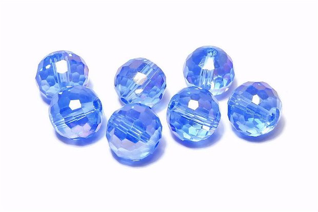 Cristale din sticla, rotunde, 10 mm, electro, albastre