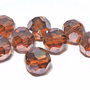 Cristale din sticla, rotunde, 12 mm, fatetate, maro inchis