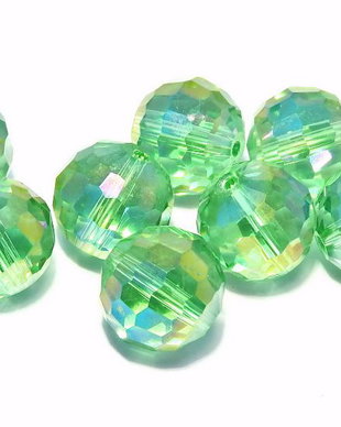 Cristale din sticla, rotunde, 12 mm, electro, verzi