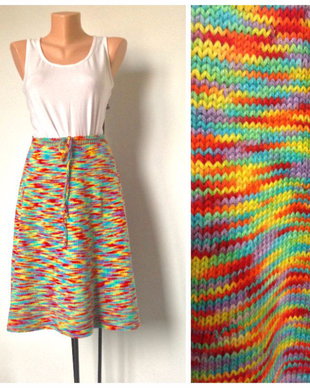 Fusta bumbac tricotata manual rainbow multicolor de vara