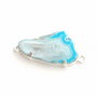 Conector cu agata druzy  free form albastru ceruleum intens cu alb in rama argintata