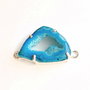 Conector cu agata druzy  free form albastru ceruleum intens cu alb in rama argintata