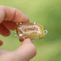 Conector cu agata  druzy  feliuta neregulata in nuante de  galben pal in rama argintata