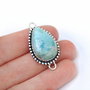 Larimar dominican - natural, netratat, veritabil  in rama argintata si antichizata