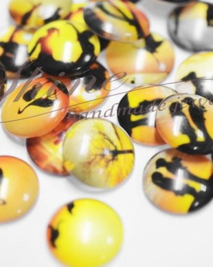 Cabochon, model cu apus de soare si indragostiti, 18x5mm