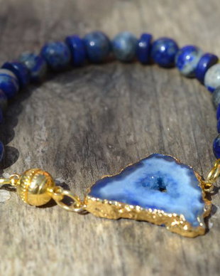 Brățară cu lapis lazuli si agată druzy